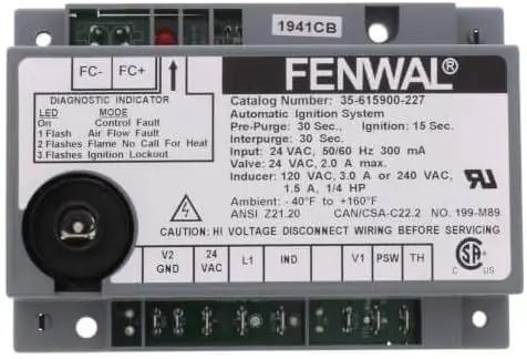 Fenwal 35-615900-227 Direct Spark Ignition Control 24v with 30 sec Prepurge