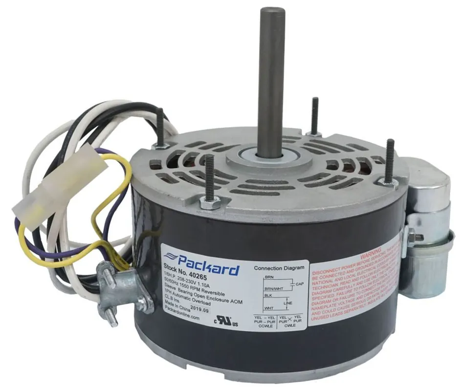 Packard 40265 1/6 HP 208 to 230 VAC 50/60 Hz 1-Phase 1550 RPM Motor