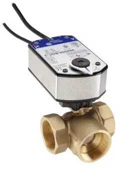 Johnson Controls VG1841FS+938GGC Three-Way Ball Valve SPRING-RETURN NPT End Connections