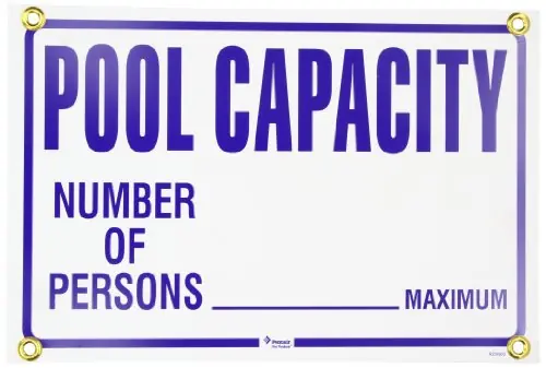 SK0410361-US20260702-105043-0 Pentair R230900 Pool Capacity Sign Pool Safety Compliance 18 Inches by 12 Inches - Image 1