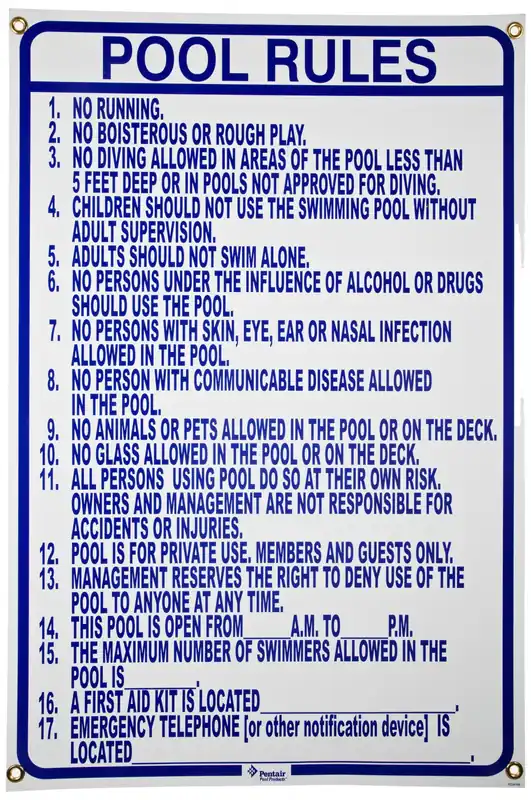 SK0411135-US20260702-105043-0 Pentair R234100 North Carolina Pool Rules Pool Sign - Image 1