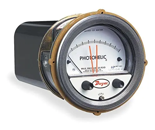 SK0412819-US20260702-105043-0 Dwyer A3002 Photohelic Pressure Switch/Gauge 0-2 WC 1/8 NPT(F) - Image 1