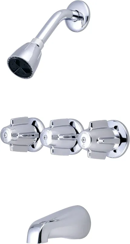 Central Brass 0968-Z Three Handle Tub & Shower Set Chrome