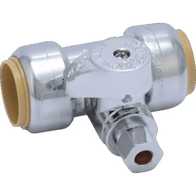 SharkBite 24985 Tee Stop Valve 3/4 x 3/4 x 1/4 in Push-to-Connect Compression