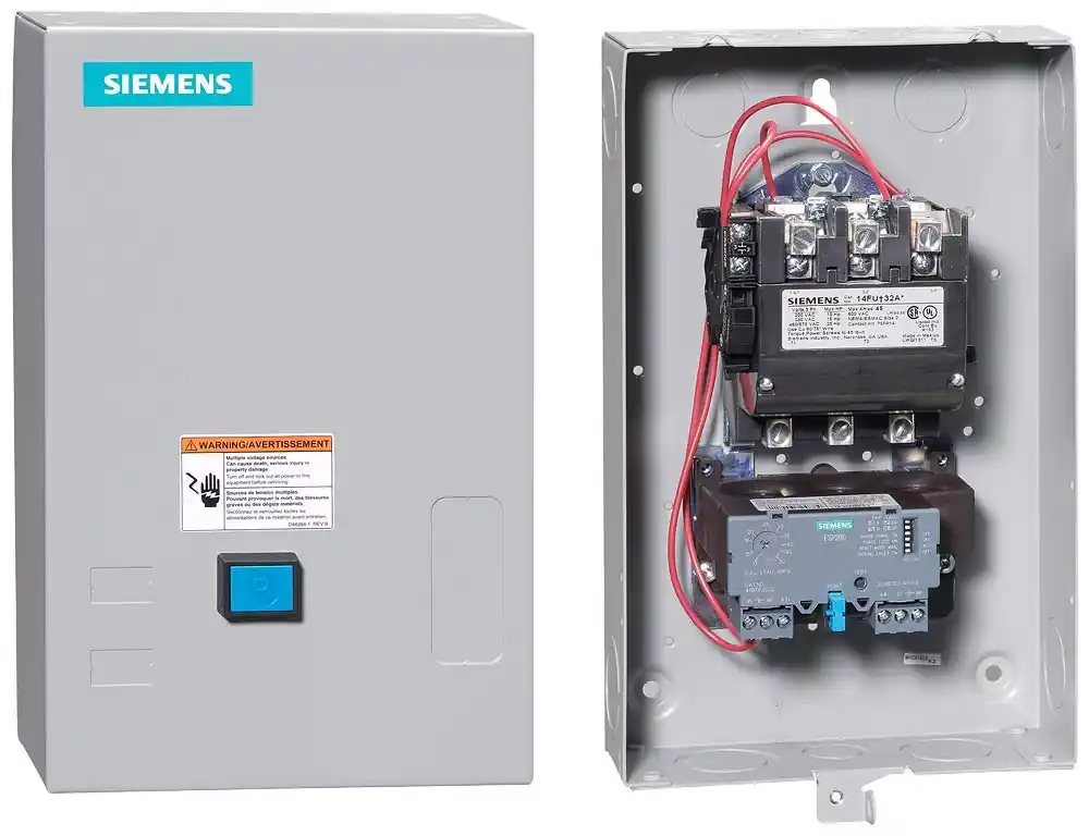 Siemens 14FUF32BA Heavy Duty Motor Starter Solid State Overload Auto Manual Reset Open Type NEMA 1 General Purpose Enclosure 3 Phase 3 Pole 2 NEMA Size