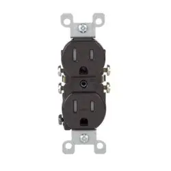 SK0422496-US20260702-105043-0 Leviton T5320 15 Amp, 125 Volt, Tamper Resistant, Duplex Receptacle, Residential Grade, Grounding, Brown - Image 1