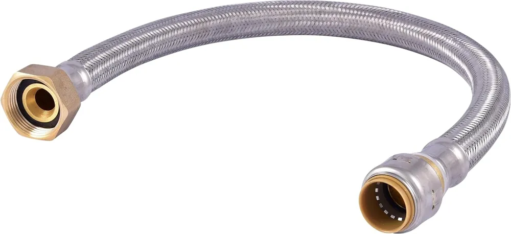 SharkBite UR3086FX24 Max 3/4 Inch x 1 Inch FIP x 24 Inch Stainless Steel Braided Flexible Water Heater Connector