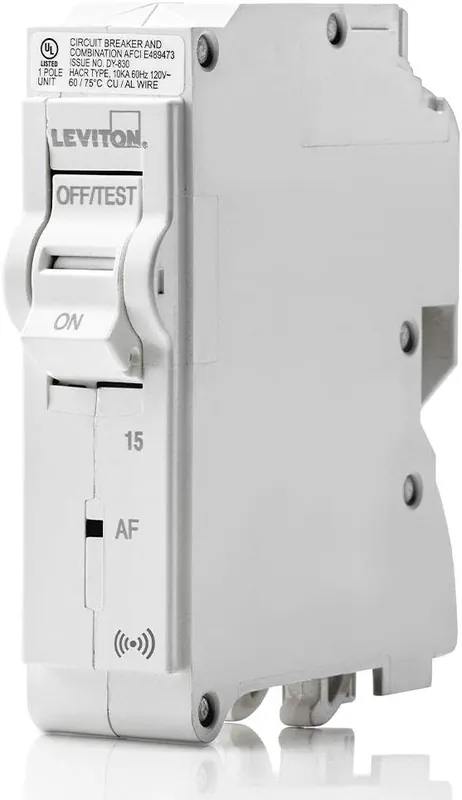 Leviton LB115-AS 15A 1-Pole Plug-On Smart AFCI Branch Circuit Breaker, Hydraulic Magnetic, 120 VAC