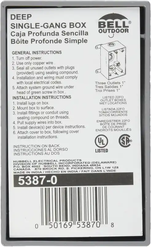 SK0422678-US20260702-105043-0 BELL 5387-0 Weatherproof Box, 1 In Hub, 3Inlet - Image 1