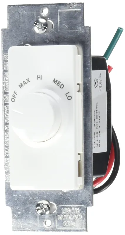 SK0422693-US20260702-105043-0 Leviton RTF01-10Z IllumaTech 1.5A Quiet Step Rotary Fan Speed Control - Image 1