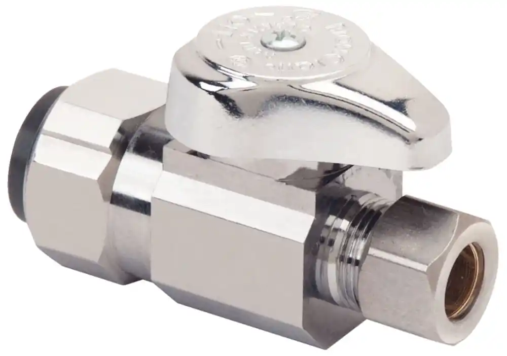 BrassCraft G2PS14XC 1/4-Turn Water Stop, Straight Valve, 1/2 Inch Nominal Push Connect x 3/8 Inch OD Compression