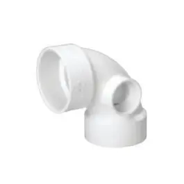 MUEL 06070 PVC DWV 90 Degree Elbow with Side Inlet, 3 x 3 x 2 Inch