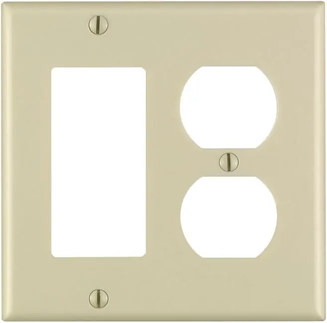 Leviton 80455-I 2-Gang Combination Wallplate 120 Volts Standard Size