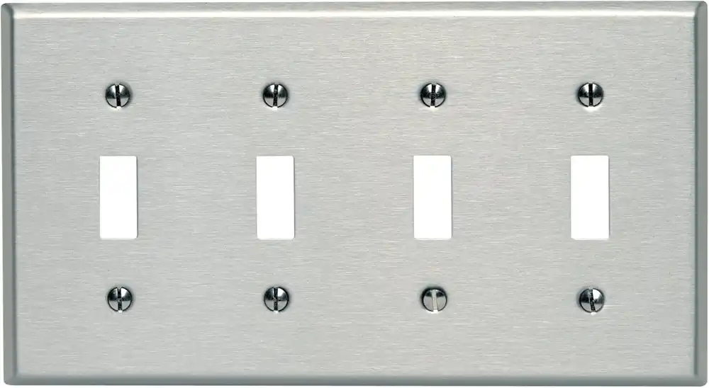 Leviton 84012 Wallplate 4G Toggle Device Mount 430 Stainless Steel