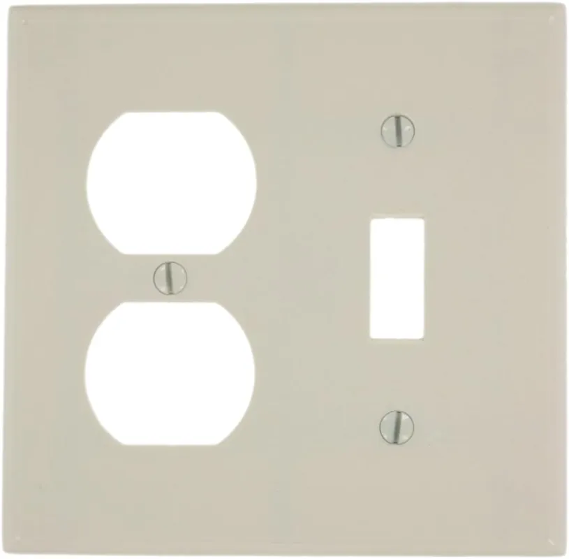 Leviton 78005 2-Gang 1-Toggle 1-Duplex Device Combination Wallplate Standard Size Thermoset