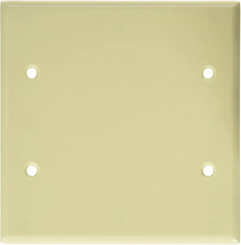 Leviton 86025 2-Gang No Device Blank Wallplate, Standard Size, Thermoset, Box Mount, Ivory