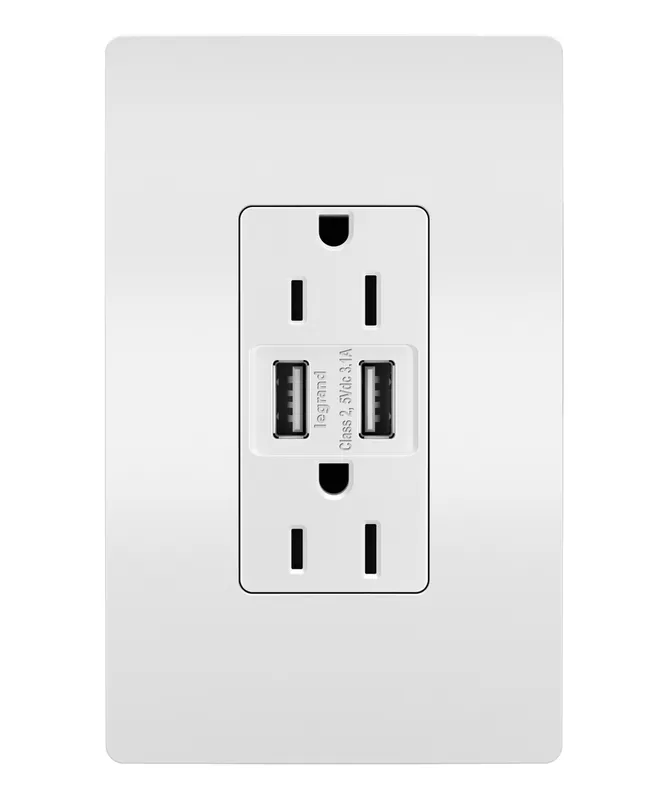 Pass & Seymour TM826USBW Combination USB Charger & Duplex Receptacle Device, White
