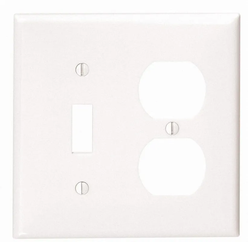 SK0423536-US20260702-105043-0 Leviton 80705-W 2-Gang 1-Toggle 1-Duplex Device Combination Wallplate Standard Size - Image 1