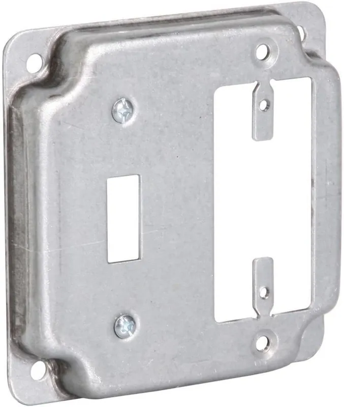 Raco 814C 4 Square Exposed Work Cover, 1 Toggle & 1 GFCI