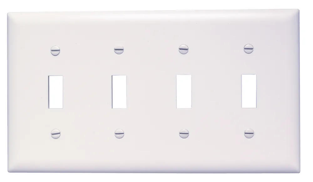 SK0423627-US20260702-105043-0 Pass & Seymour TP4W Toggle Switch Wall Plate 4 Gang White - Image 1
