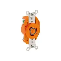 Leviton 2320-IG 20 Amp, 250 Volt, Flush Mounting Locking Receptacle, Industrial Grade, Isolated Ground, V-0-MAX, Orange