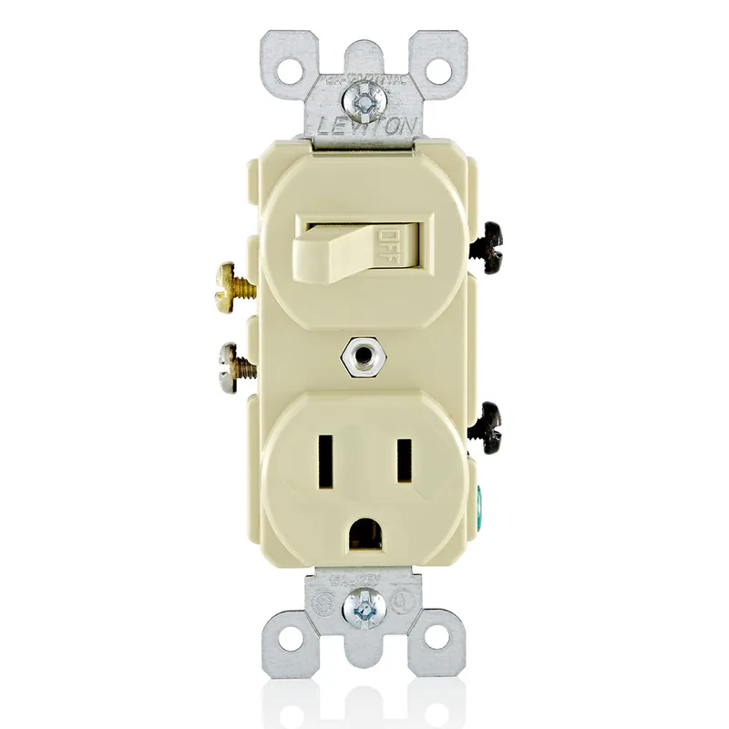 Leviton 5225-I Duplex Combination Switch and Receptacle 15 A 120/277 VAC
