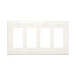 Pass & Seymour TP264W 4Gang Wall Plate, Decorator, Nylon, Standard - White