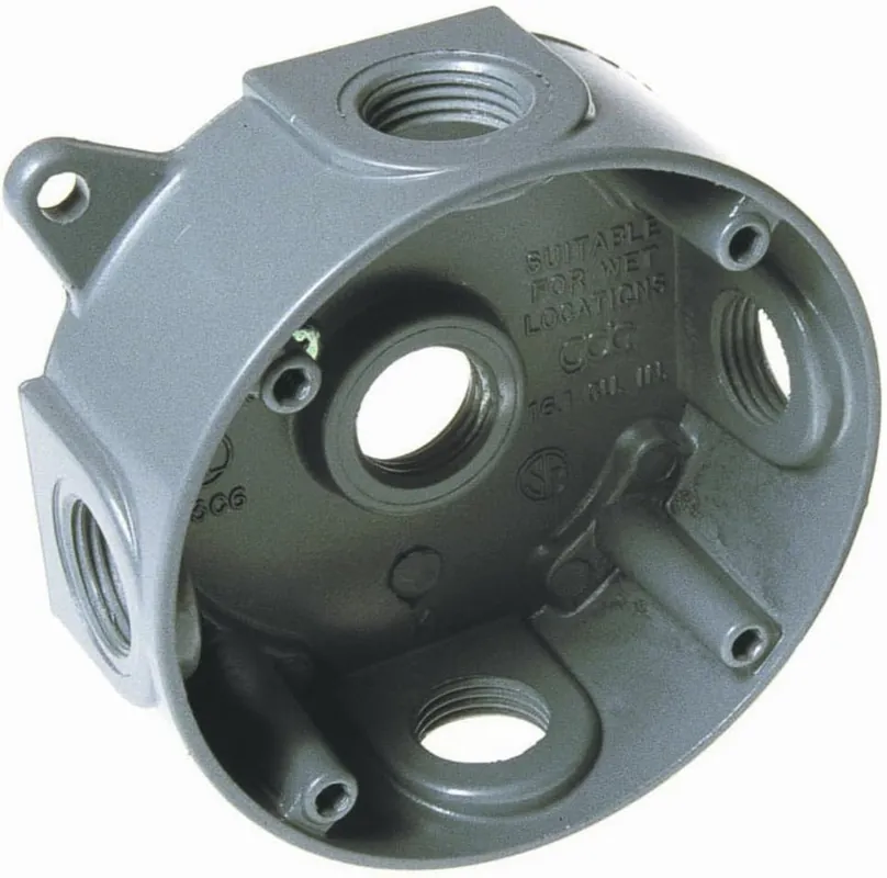 BELL 5361-0 Hubbell Splice Box, 16.1 Cu-In, 1-1/2 In D, Gray