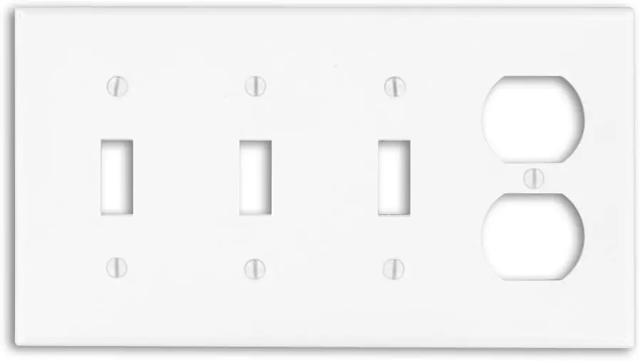 Leviton P38-W Combination Wallplate Standard Size 4-Gang with 3 Toggle and 1 Duplex