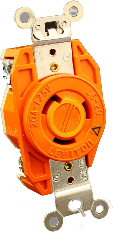 SK0423871-US20260702-105043-0 Leviton 2310-IG 20 Amp 125 Volt Flush Mounting Locking Receptacle Industrial Grade Isolated Ground V-0-MAX - Image 1