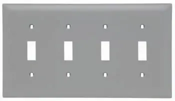 Pass & Seymour TP4GRY 4-Gang Wallplate Toggle Switch Nylon Standard - Gray