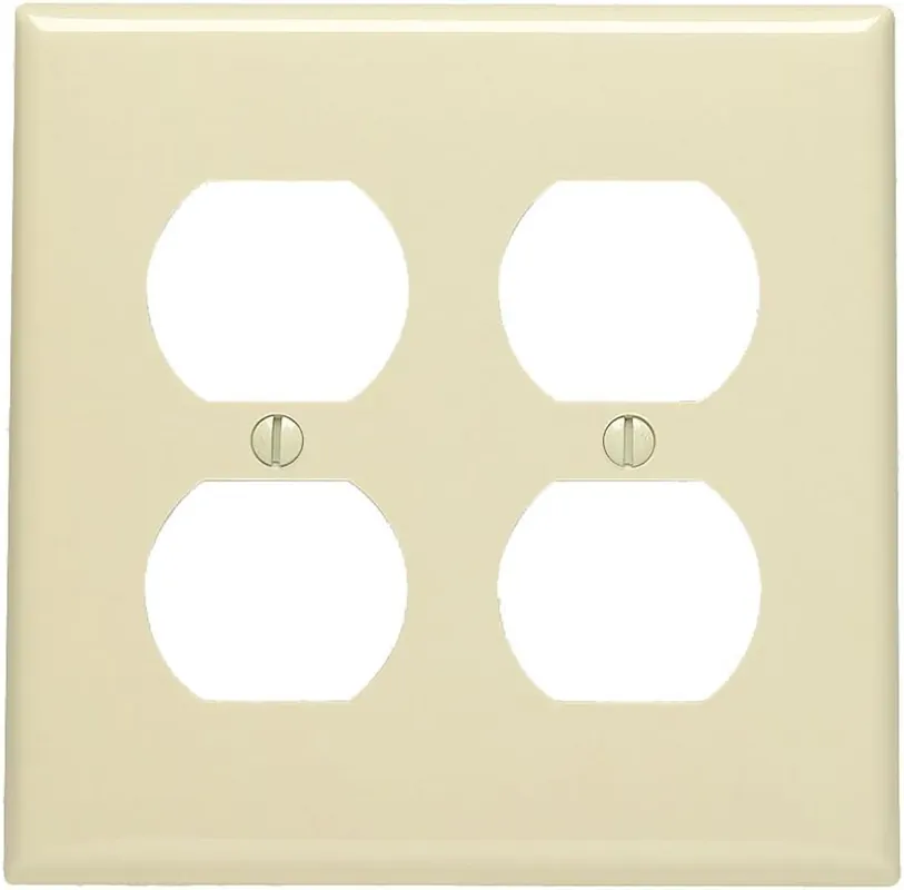 Leviton 80716-I 2-Gang, 2-Duplex, Receptacle Wallplate, Standard Size, Thermoplastic Nylon, Device Mount, Ivory