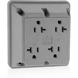 Leviton 21254-GY 20A 125V Industrial Series Extra Heavy Duty Grade 4-in-1 Receptacle