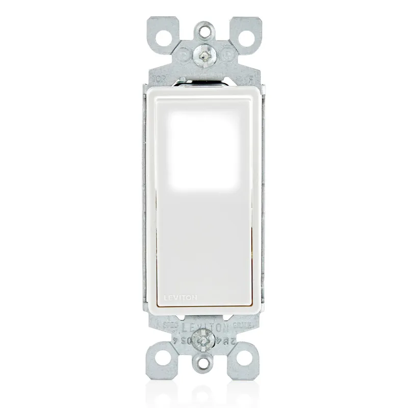 Leviton L56112W 1-Pole AC Quiet Rocker Switch, 120/277 VAC, 15 Amp, White Illuminated OFF