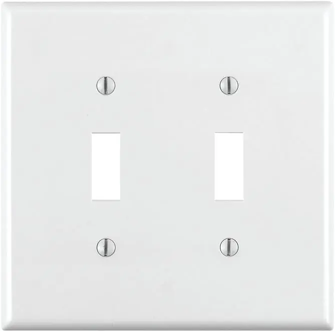 Leviton 80709-W 2-Gang Toggle Device Switch Wallplate Standard Size Replacement MPN