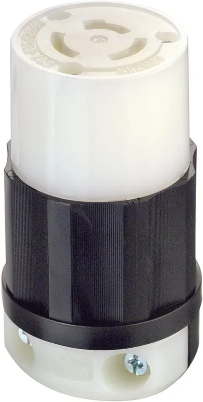 SK0424335-US20260702-105043-0 Leviton 7314-C Locking Connector 20 Amp 125/250 Volt Non-Grounding Black-White - Image 1