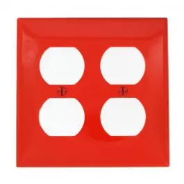 Leviton 80716-R 2-Gang Duplex Device Mount Receptacle Standard Size Thermoplastic Nylon Red Wallplate