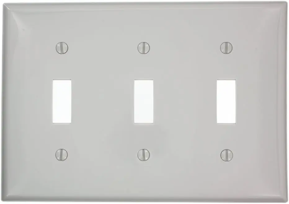 Leviton 80711-GY 3-Gang Toggle Device Switch Wallplate Standard Size