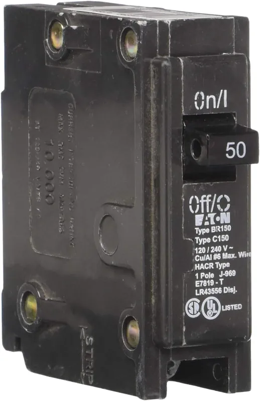 SK0424407-US20260702-105043-0 Eaton BR150 Type BR Circuit Breaker 120/240 VAC 50 A 10 kA Interrupt 1 Pole - Image 1