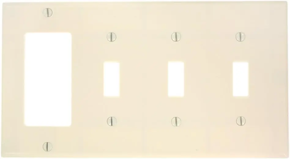 Leviton P326-T 4-Gang 3-Toggle 1-Decora/GFCI Device Combination Wallplate, Light Almond