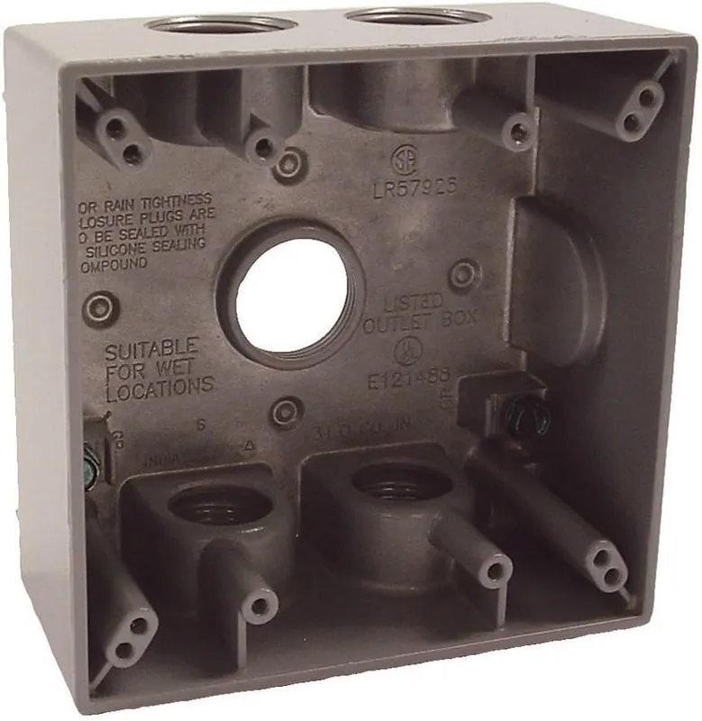 BELL 5345-0 Hubbell Outdoor Lighting-Bell 5345-0 2 Gang Gray Outdoor Box 5-3/4-Inch