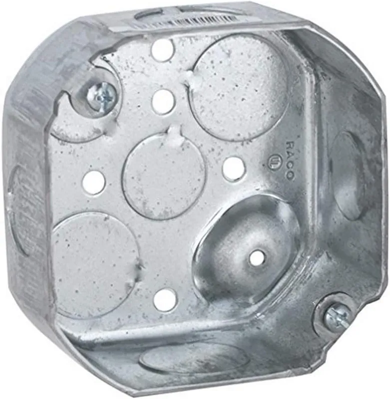 SK0424559-US20260702-105043-0 Raco 127 4 Octagon Box, 1-1/2 Inch Deep, 1/2 & 3/4 Inch Side Knockouts - Image 1