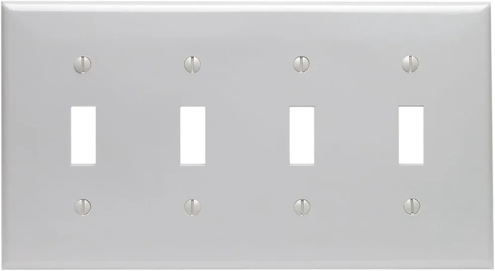 SK0424604-US20260702-105043-0 Leviton 80712-GY Wallplate 4 Gangs Toggle Switch Thermoplastic Gray - Image 1