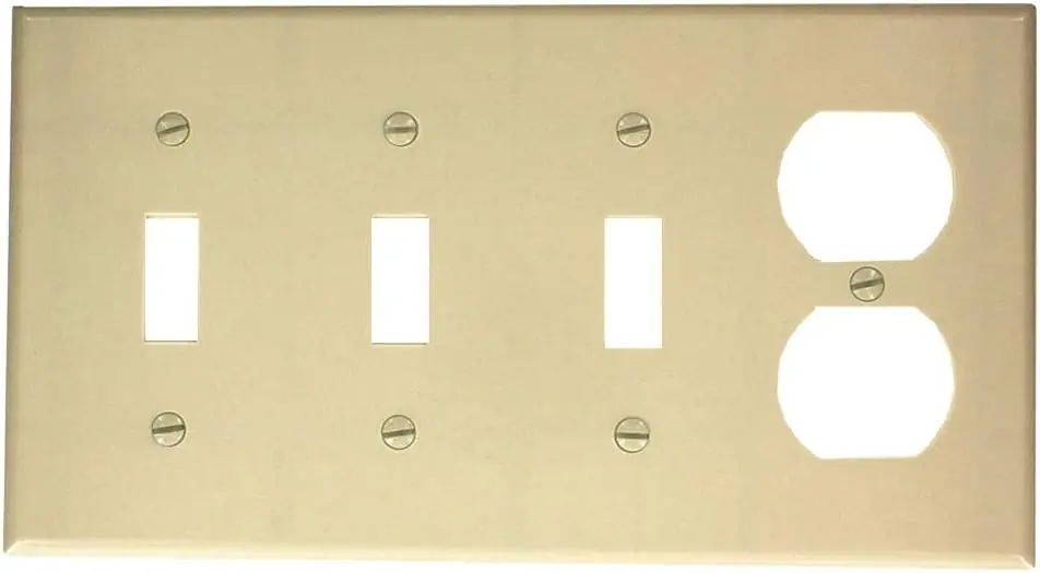 Leviton P38-I 4-Gang 3-Toggle 1-Duplex Device Combination Wallplate Standard Size