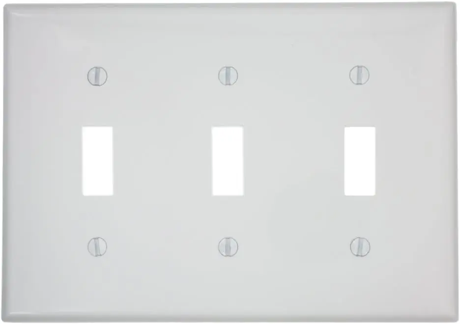 Leviton 80711-W 3-Gang Toggle Device Switch Wallplate White