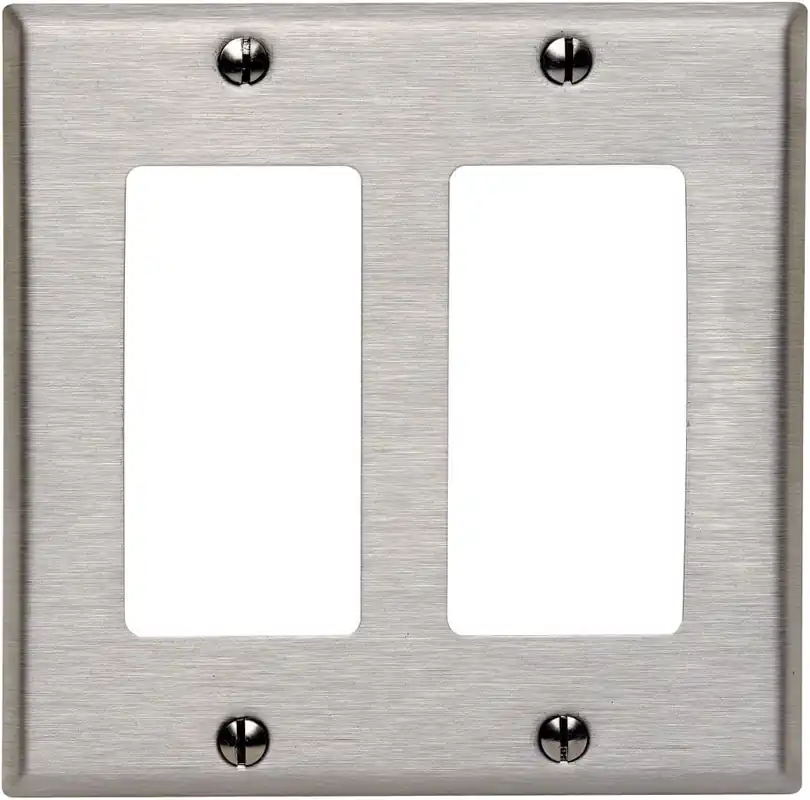 SK0424801-US20260702-105043-0 Leviton 84409-40 2-Gang Decora/GFCI Device Decora Wallplate, Device Mount, Stainless Steel - Image 1