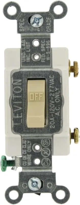 SK0424848-US20260702-105043-0 Leviton 1221-SI Grounding AC Quiet Toggle Switch 20 Amp 120/277 Volt - Image 1