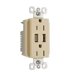 Pass & Seymour TM826USBICC6 USB Charger & Duplex Receptacle 15A 125 VAC
