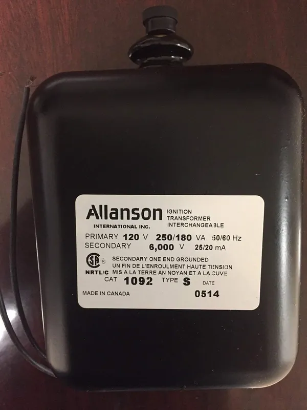 Allanson 1092-S Gas Burner Ignition Transformer 120 V Input 6000 V Output