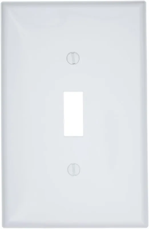 SK0437818-US20260702-105043-0 Leviton PJ1-W 1-Gang Toggle Switch Wallplate, Midway Size, White - Image 1